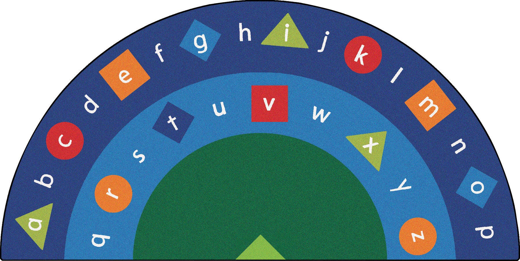 Carpets for Kids Alpha Shapes Seating Rug, 6 Feet 8 Inches x 13 Feet 4 Inches, Semi-Circle, Multicolored, Item Number 084732